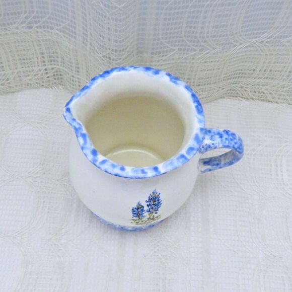 Handmade Ceramic Bluebonnet Coffee Creamer for Dining, Floral Dishes - Picture 4 of 7